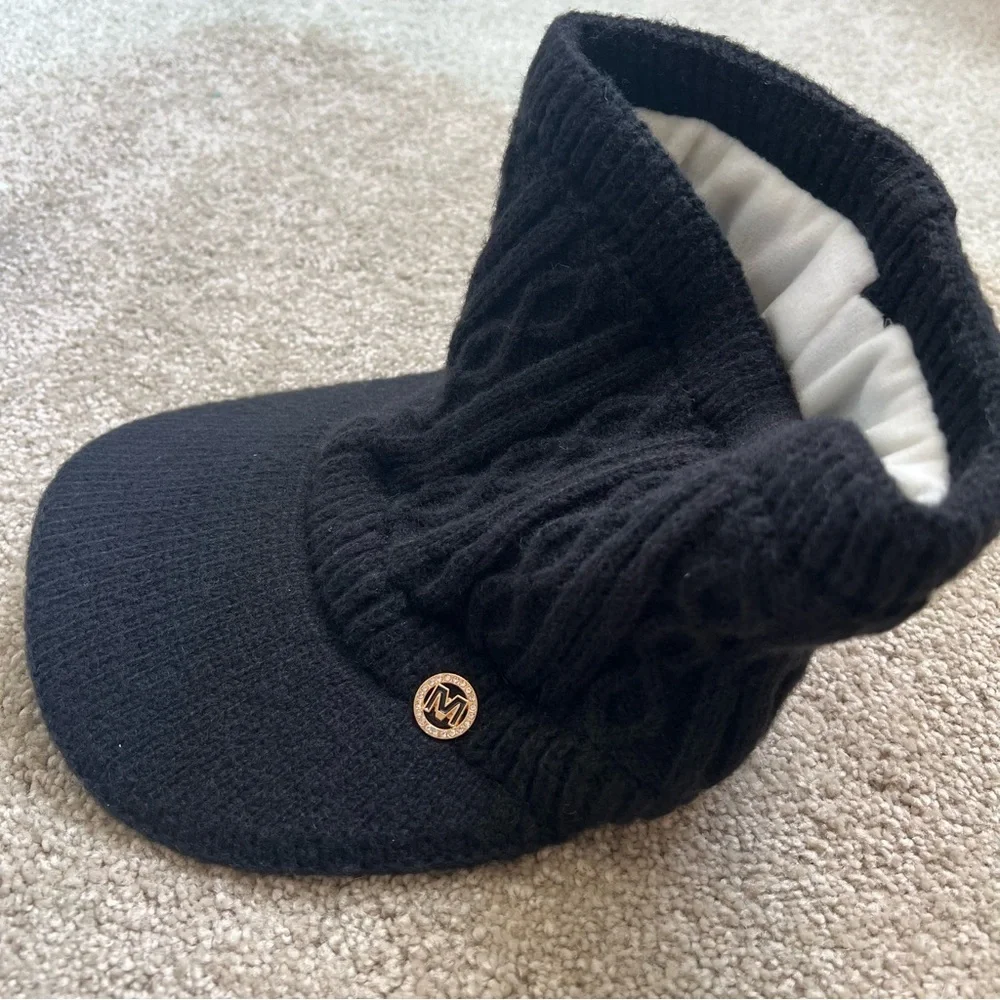 New Wool Knitted Black Visor Cap Ponytail Béisbol Hat Winter Snow Ski Holiday - Picture 3 of 3